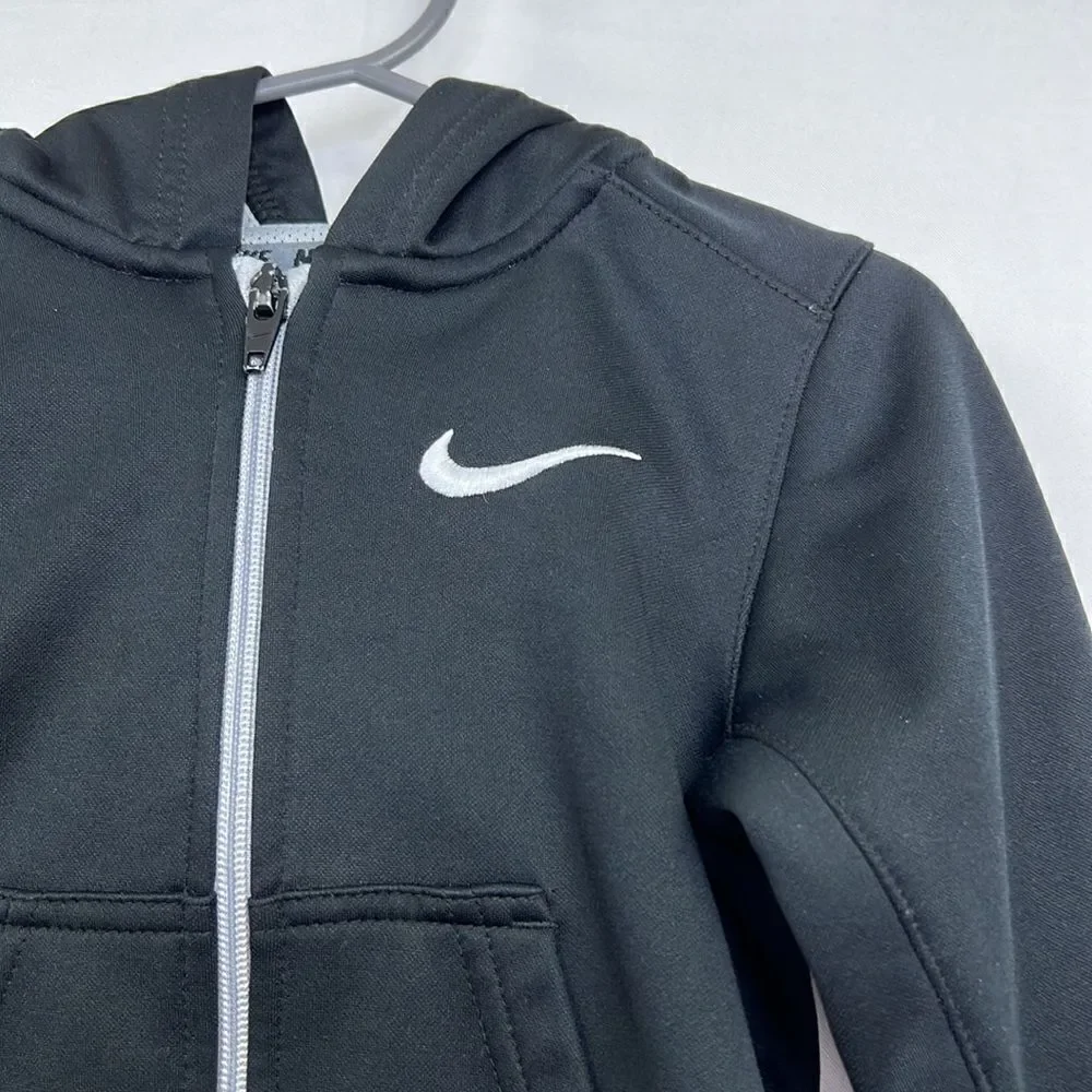 Nike Therma-fit black hooded full zip sweatshirt fleece lined EUC 2T